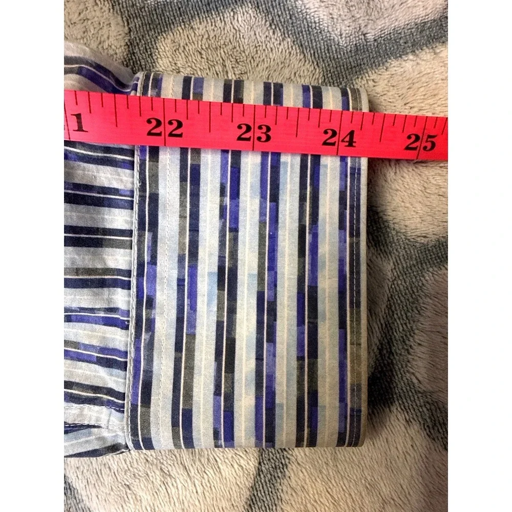 Bugatchi Shaped Fit Mens XL Blue Geometric Stripe Button Down Shirt Long Sleeve‎